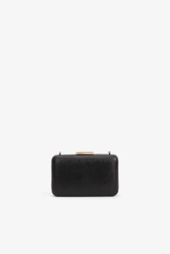 Clutch retangular com efeito pele