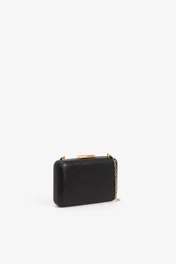 Clutch retangular com efeito pele