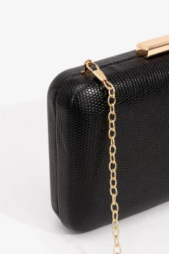 Clutch retangular com efeito pele