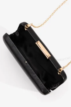 Clutch retangular com efeito pele