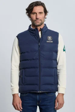 Colete acolchoado azul marinho com 3 escudos