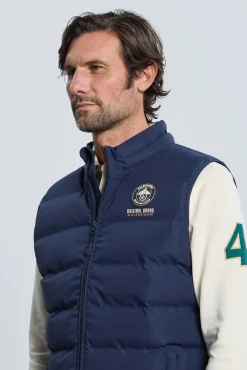 Colete acolchoado azul marinho com 3 escudos