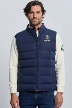 Colete acolchoado azul marinho com 3 escudos