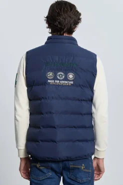 Colete acolchoado azul marinho com 3 escudos