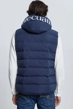 Colete acolchoado com capuz azul marinho