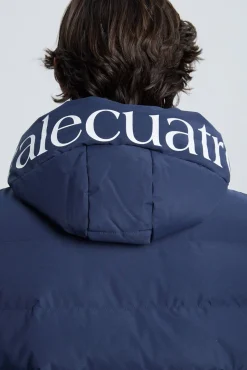 Colete acolchoado com capuz azul marinho