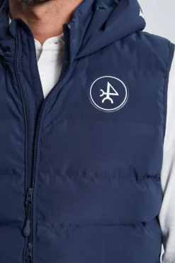 Colete acolchoado com capuz azul marinho