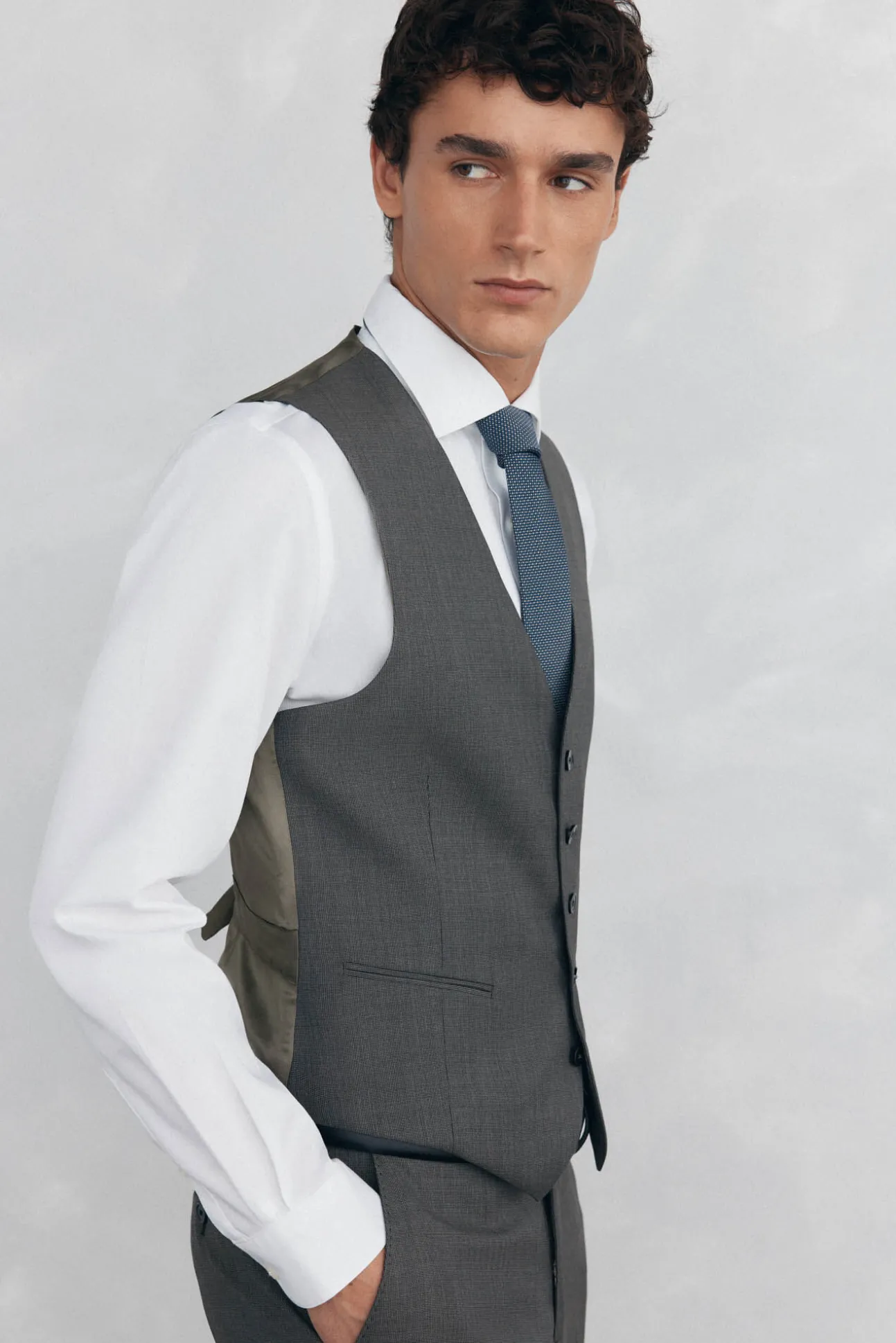 Colete bege slim fit