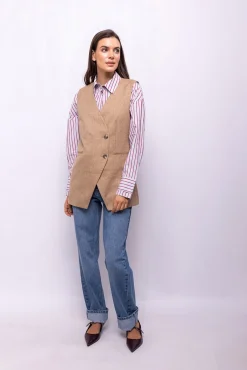 Colete trespassado de tweed