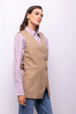 Colete trespassado de tweed