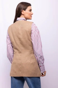 Colete trespassado de tweed