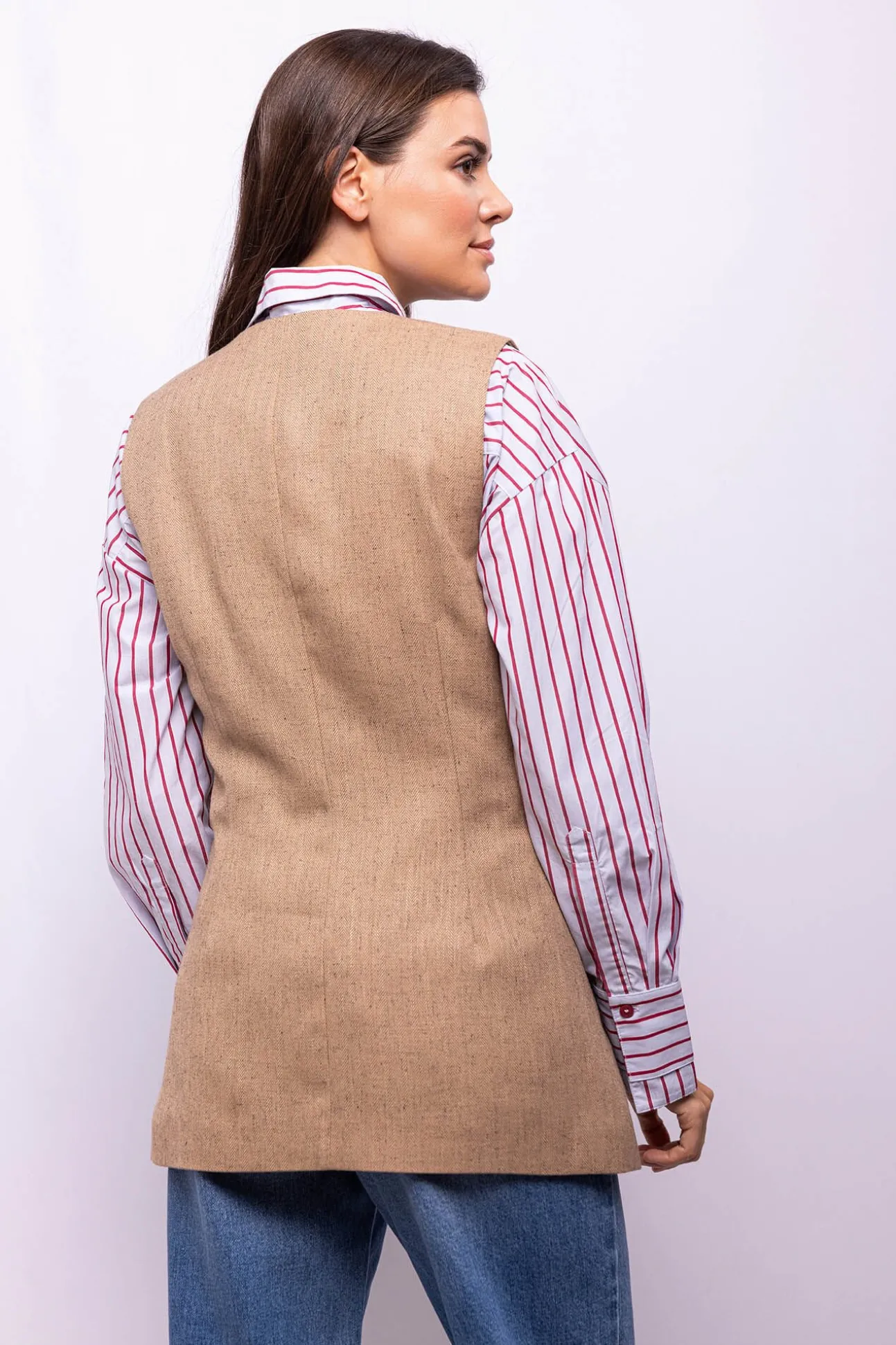 Colete trespassado de tweed