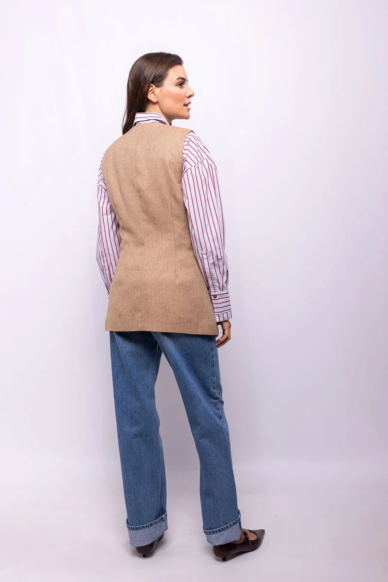 Colete trespassado de tweed