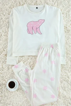 Conjunto de pijama com estampado de estrelas rosa
