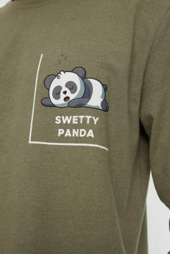 Conjunto de pijama cáqui estampado de corte regular