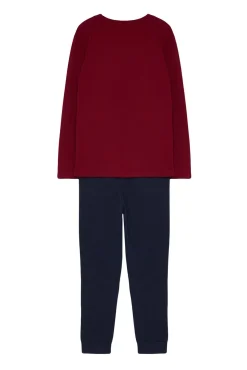 Conjunto de pijama de corte regular estampado vermelho bordô