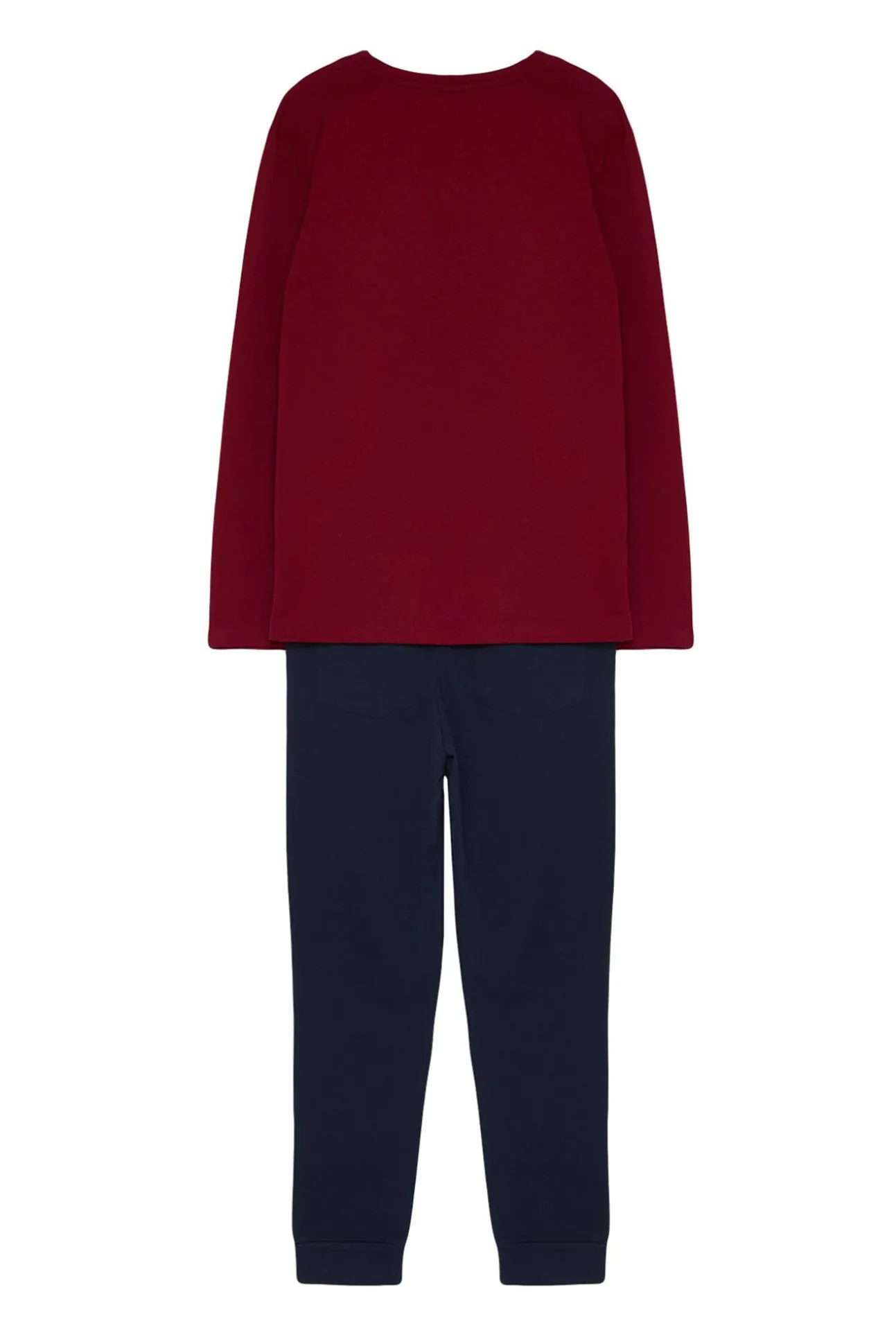 Conjunto de pijama de corte regular estampado vermelho bordô