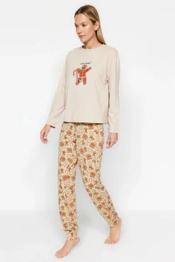 Conjunto de pijama de gengibre cru de Natal