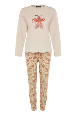Conjunto de pijama de gengibre cru de Natal