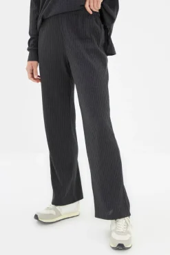Conjunto de pijama de malha canelada com capuz antracite