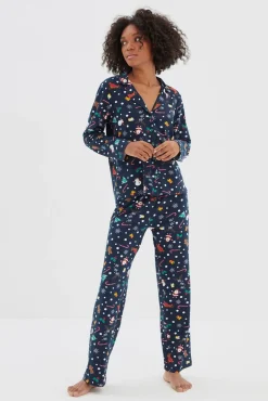Conjunto de pijama de Natal azul marinho