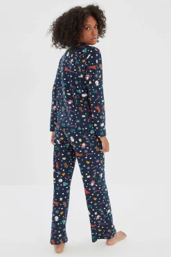 Conjunto de pijama de Natal azul marinho