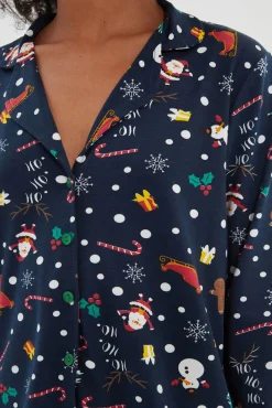 Conjunto de pijama de Natal azul marinho
