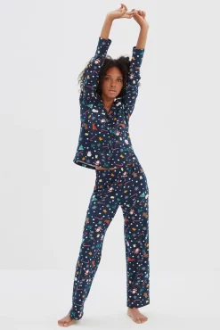 Conjunto de pijama de Natal azul marinho