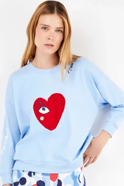 Conjunto de pijama em malha malha com motivos de coração
