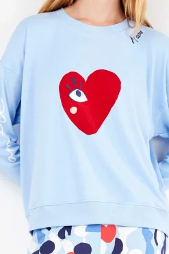 Conjunto de pijama em malha malha com motivos de coração