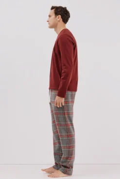 Conjunto de pijama malha e tecido