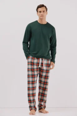 Conjunto de pijama malha e tecido