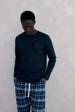 Conjunto de pijama malha e tecido