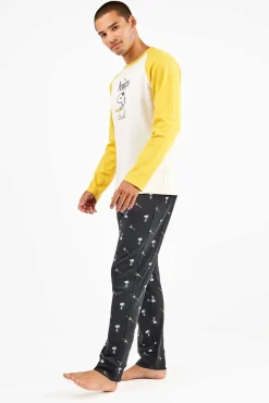 Conjunto de pijama masculino Snoopy em malha malha