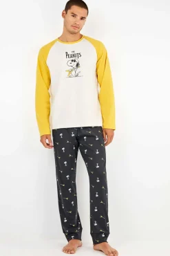 Conjunto de pijama masculino Snoopy em malha malha