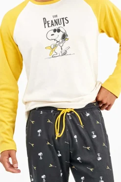 Conjunto de pijama masculino Snoopy em malha malha