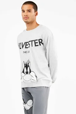 Conjunto de pijama masculino Sylvester em malha malha