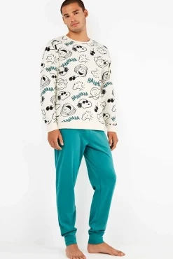 Conjunto de pijama masculino Snoopy em malha malha