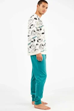 Conjunto de pijama masculino Snoopy em malha malha