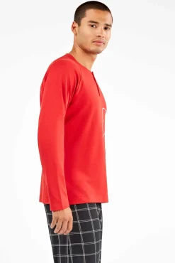 Conjunto de pijama masculino de malha interlock do Snoopy