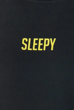 Conjunto de pijama preto com estampado de slogan e corte regular de 2 camadas