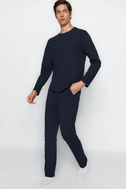 Conjunto de pijama regular fit azul marinho