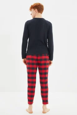 Conjunto de pijama xadrez multicolorido