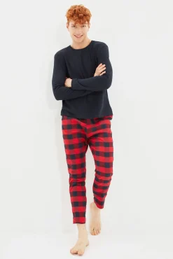 Conjunto de pijama xadrez multicolorido