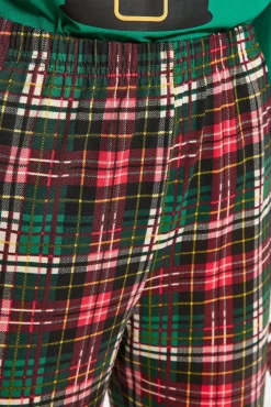 Conjunto de pijama xadrez verde de Natal