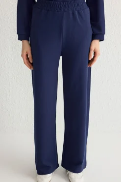 Conjunto de top e calça gola polo azul