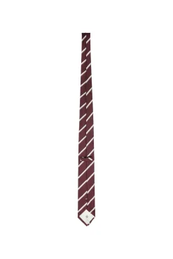 Corbata de rallas confeccionada con materiales reciclados.