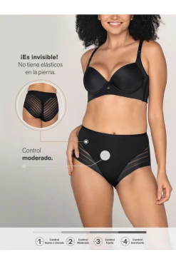 Cueca cinta clássica com controle moderado da barriga e faixas de tule