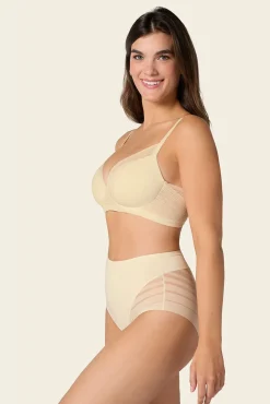 Cueca cinta clássica com controle moderado da barriga e faixas de tule