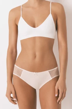 Cueca larga de tule de algodão rosa
